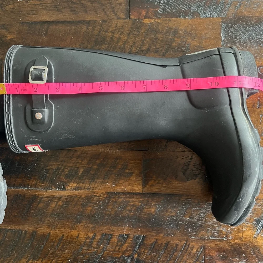 Hunter Kids Black Rain Boots with Red Logo